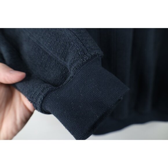 Vintage 90s Y2K Streetwear Mens Medium Ribbed Fleece Collared Sweatshirt Blue - Picture 5 of 10